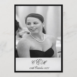 90th Birthday Elegant Photo Monogram Birthday Invitation