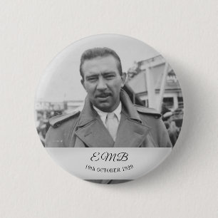 90th Birthday Elegant Photo Monogram Male Birthday 6 Cm Round Badge