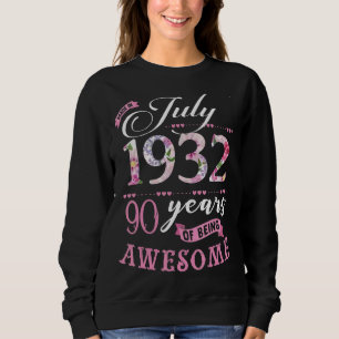 90th Birthday Floral Gift For Womens Born In Augus Sweatshirt