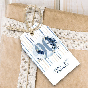 90th Birthday Floral Number 90 To and From Gift Tags