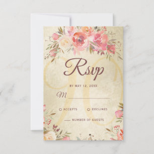 90th Birthday Floral Pink Roses Gold Shimmer RSVP Card