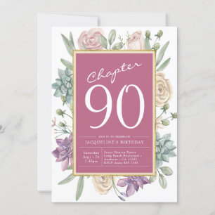 90th Birthday Floral Surprise Party Invitation