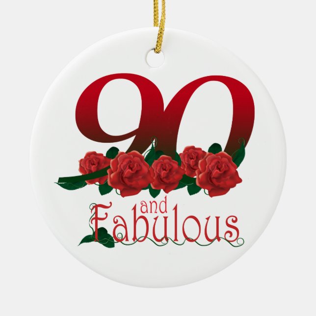 90th birthday flower ceramic tree decoration (Front)
