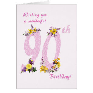 90th Birthday Flower Decorated Numbers