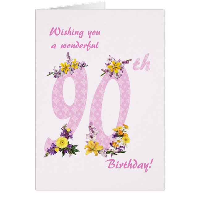 90th Birthday Flower Decorated Numbers (Front)