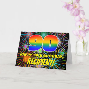 90th Birthday: Fun, Colourful Celebratory Firework Card