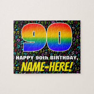 90th Birthday — Fun, Colourful Music Symbols & “90 Jigsaw Puzzle