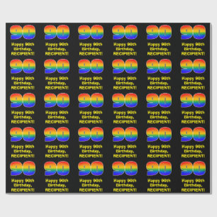 90th Birthday: Fun, Colourful Rainbow Inspired # 9 Wrapping Paper