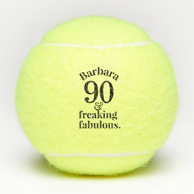 90th Birthday Funny Fabulous Personalised Tennis Balls (Front)