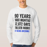 90th Birthday // Funny Men's Birthday Countdown T-Shirt<br><div class="desc">Celebrate someone special's birthday with this funny "90 Years of Being Awesome” Countdown TShirt!</div>