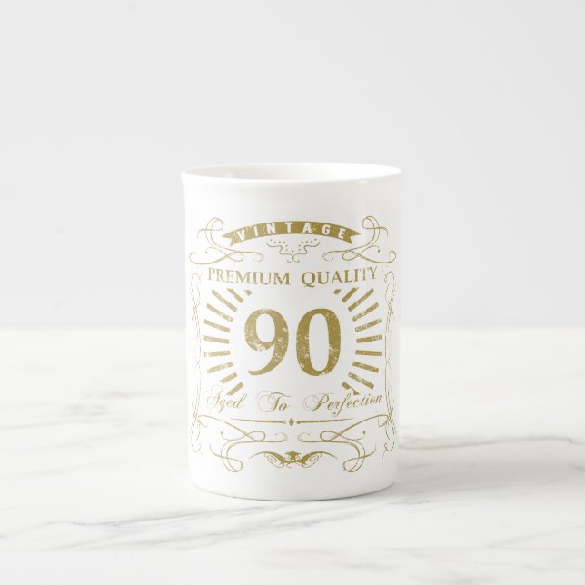 90th Birthday Gag Gift Bone China Mug (Front)