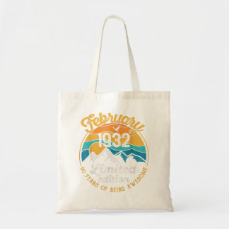 90th Birthday Gift 90 Years Old Awesome Since Febr Tote Bag