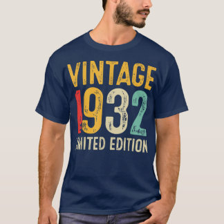 90th Birthday Gift 90 Years Old Vintage 1932 Limit T-Shirt