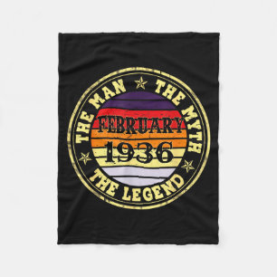 90th Birthday Gift Man Myth Legend February 1936 9 Fleece Blanket