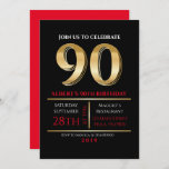 90th Birthday Gold Black Party Invitation<br><div class="desc">All my designs are ONE-OF-A-KIND original pieces of artwork designed by me!  You can only find them here!  I can customise this invite in any way,  simply email me at:  Marlalove@hotmail.com with any questions.</div>