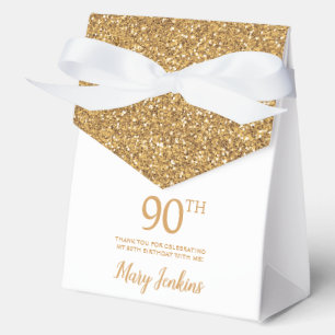 90th Birthday Gold Glitter Thank You Favour Box