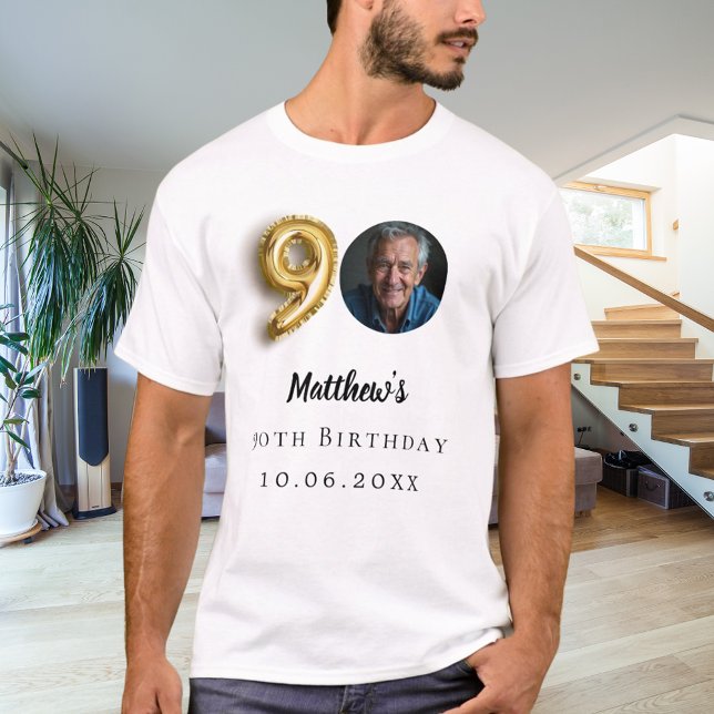 90th birthday gold photo T-Shirt (Creator Uploaded)