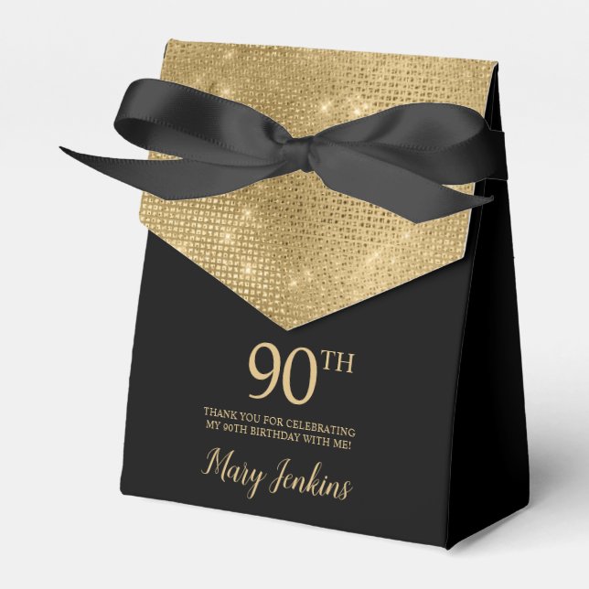 90th Birthday Gold Thank You Favour Box (Front Side)
