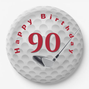 90th Birthday Golf Ball Design Paper Plate