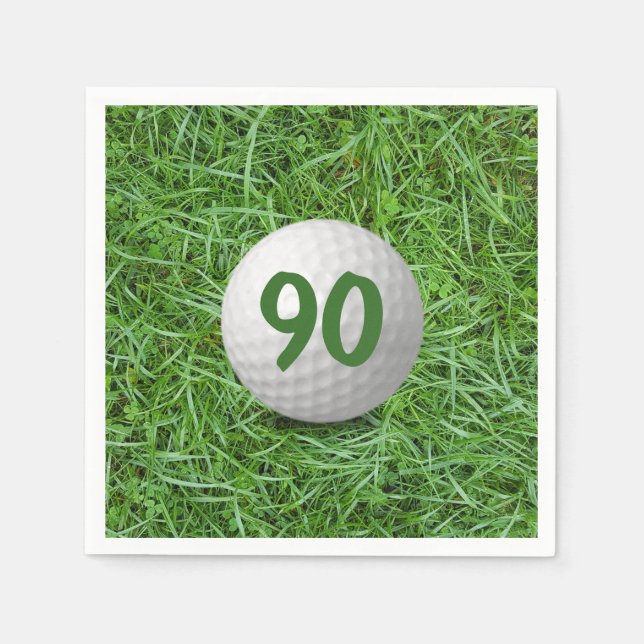 90th Birthday Golf Ball on Grass  Napkins (Front)