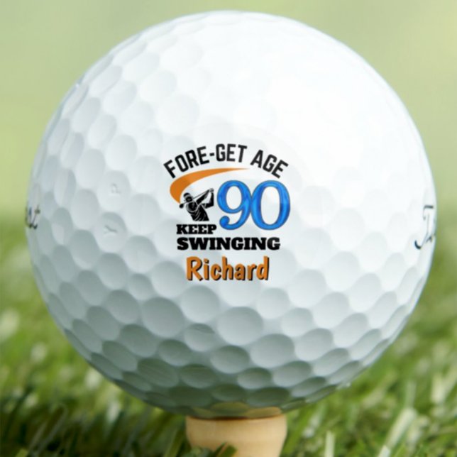 90th Birthday Golf Balls 90 Years Funny Gift Blue (Creator Uploaded)