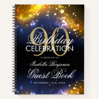 90th Birthday Guestbook Party Sparkles Gold