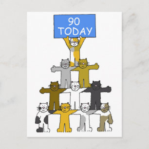 90th Birthday Humour Cartoon Cats Postcard