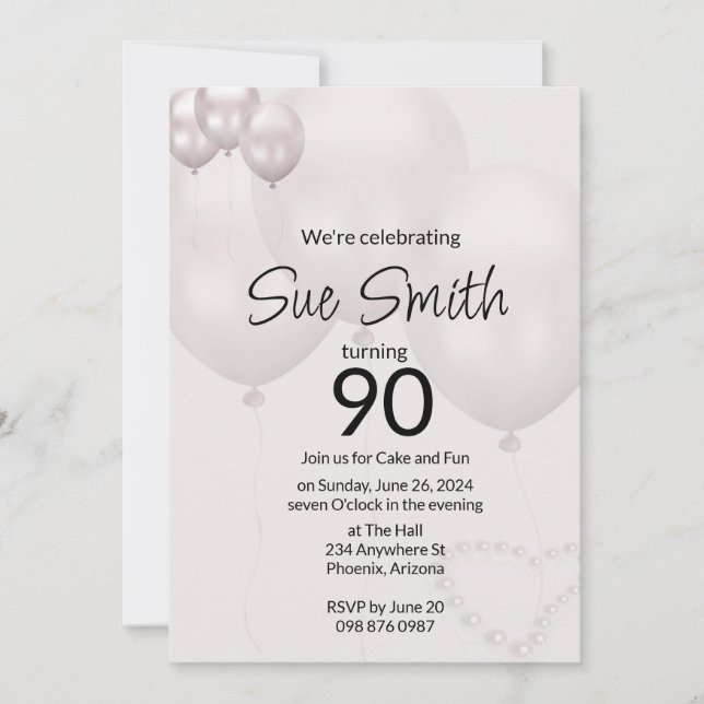 90th Birthday Invitation (Front)