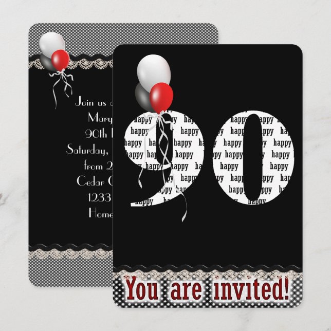 90th Birthday Invitation (Front/Back)