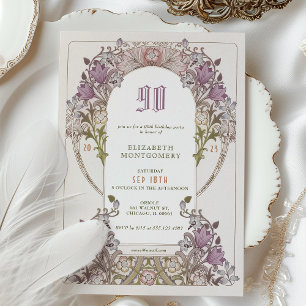 90th Birthday Invitation Art Nouveau W. Morris