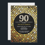 90th Birthday Invitation Black and Gold Glitter<br><div class="desc">90th Birthday Invitation. Black and Gold Glitter. Gold Diamond. Adult Birthday Party. For Men or Women. For further customisation,  please click the "Customise it" button and use our design tool to modify this template.</div>