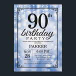 90th Birthday Invitation Blue Glitter<br><div class="desc">90th Birthday Invitation with Blue String Lights with Blue Glitter Background. Blue Birthday. Adult Birthday. Men or Women Bday Invite. 13th 15th 16th 18th 20th 21st 30th 40th 50th 60th 70th 80th 90th 100th, Any age. For further customisation, please click the "Customise it" button and use our design tool to...</div>