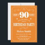 90th Birthday Invitation Burgundy Orange and White<br><div class="desc">90th Birthday Invitation Orange and White Typography. Orange and White Background. Adult Birthday. Male Men or Women Birthday. Kids Boy or Girl Lady Teen Teenage Bday Invite. 13th 15th 16th 18th 20th 21st 30th 40th 50th 60th 70th 80th 90th 100th. Any Age. For further customisation, please click the "Customise it"...</div>