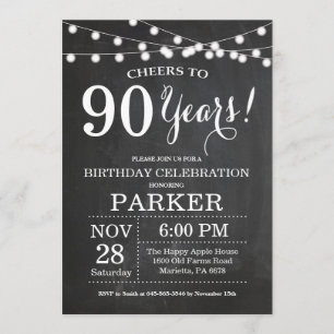 90th Birthday Invitation Chalkboard