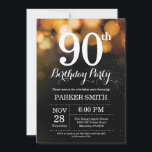 90th Birthday Invitation Gold Glitter<br><div class="desc">90th Birthday Invitation with Gold String Lights with Gold Glitter Background. Gold Birthday. Adult Birthday. Men or Women Bday Invite. 13th 15th 16th 18th 20th 21st 30th 40th 50th 60th 70th 80th 90th 100th, Any age. For further customisation, please click the "Customise it" button and use our design tool to...</div>