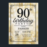 90th Birthday Invitation Gold Glitter<br><div class="desc">90th Birthday Invitation with Gold String Lights with Gold Glitter Background. Gold Birthday. Adult Birthday. Men or Women Bday Invite. 13th 15th 16th 18th 20th 21st 30th 40th 50th 60th 70th 80th 90th 100th, Any age. For further customisation, please click the "Customise it" button and use our design tool to...</div>