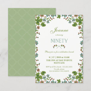 90th Birthday Invitation, Ninetieth Vintage Style Invitation