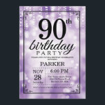 90th Birthday Invitation Purple Glitter<br><div class="desc">90th Birthday Invitation with Purple String Lights with Purple Glitter Background. Purple Birthday. Adult Birthday. Men or Women Bday Invite. 13th 15th 16th 18th 20th 21st 30th 40th 50th 60th 70th 80th 90th 100th, Any age. For further customisation, please click the "Customise it" button and use our design tool to...</div>