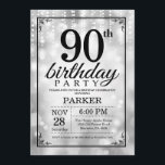 90th Birthday Invitation Silver Glitter<br><div class="desc">90th Birthday Invitation with Silver String Lights with Silver Glitter Background. Silver Birthday. Adult Birthday. Men or Women Bday Invite. 13th 15th 16th 18th 20th 21st 30th 40th 50th 60th 70th 80th 90th 100th, Any age. For further customisation, please click the "Customise it" button and use our design tool to...</div>
