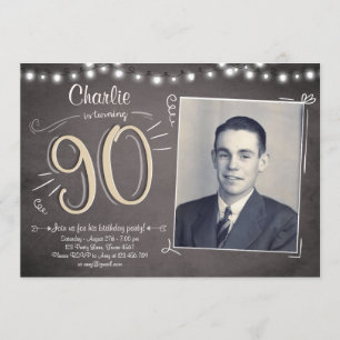 90th Birthday Invitation Vintage Ninety Birthday