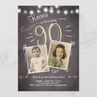 90th Birthday Invitation Vintage Ninety Birthday