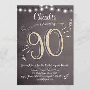 90th Birthday Invitation Vintage Ninety Birthday