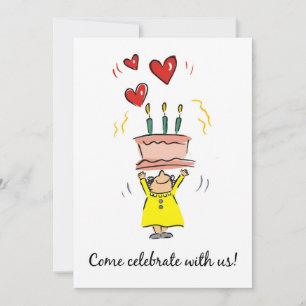 90th Birthday Invitation Woman with Cake Humour
