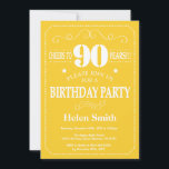 90th Birthday Invitation Yellow and White<br><div class="desc">90th Birthday Invitation Yellow and White Typography. Yellow and White Background. Adult Birthday. Male Men or Women Birthday. Kids Boy or Girl Lady Teen Teenage Bday Invite. 13th 15th 16th 18th 20th 21st 30th 40th 50th 60th 70th 80th 90th 100th. Any Age. For further customisation, please click the "Customise it"...</div>