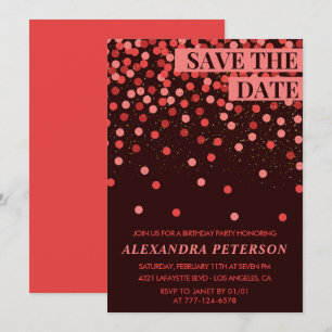 90th birthday invitations Save the date Confetti