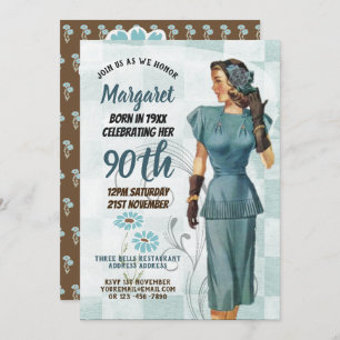 90th Birthday Invites Vintage Retro Art Deco 3