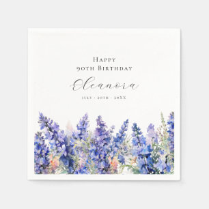 90th Birthday July Birth Flower Larkspur Custom Napkin