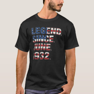 90th Birthday Legend Since June 1932 Usa Flag 90 Y T-Shirt