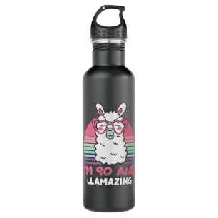 90th Birthday Llamazing Llama 90 Year Old Birthday 710 Ml Water Bottle