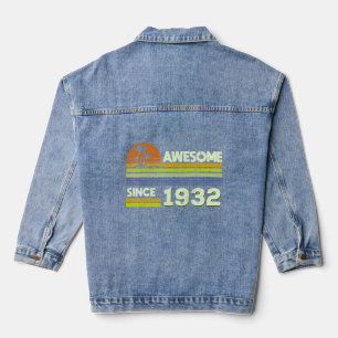 90th Birthday Men Women Awesome Since 1932 90 Year Denim Jacket